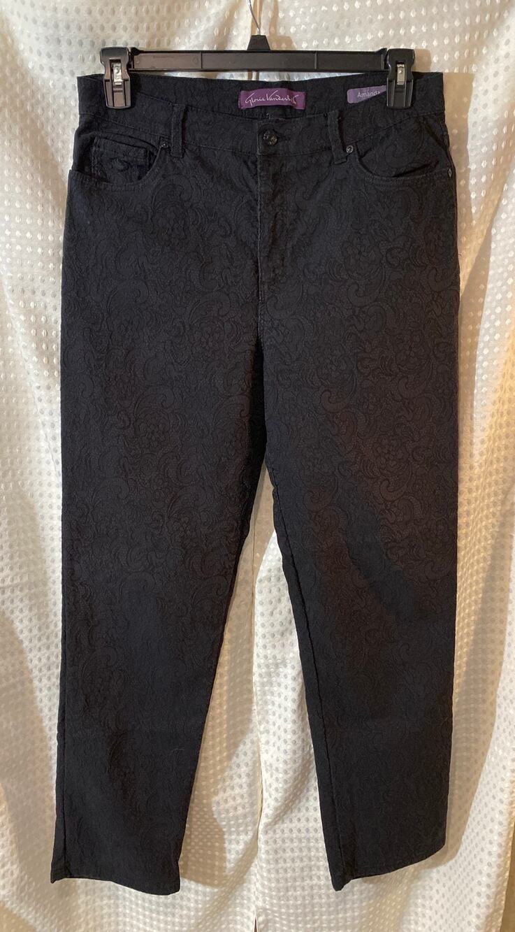 Gloria Vanderbilt Woven Jacquard Black Stretch Jeans Size 12